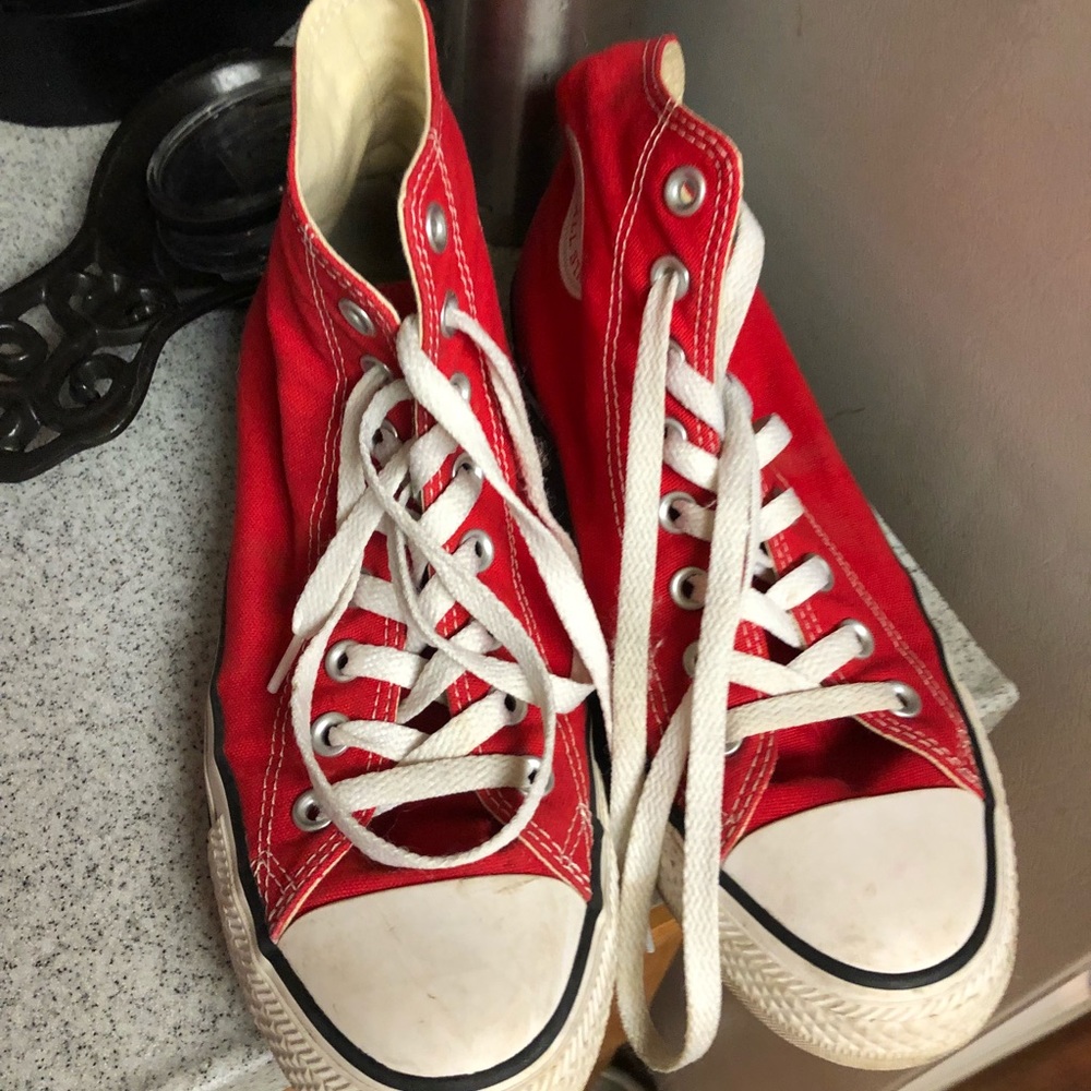 Red converse high tops